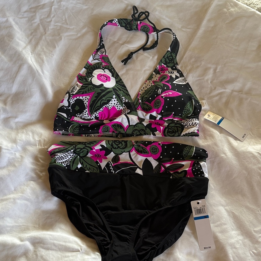 Anne Cole Floral Halter Bikini Set